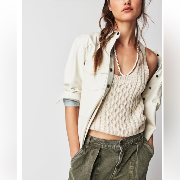 Free People Sweaters - FREE PEOPLE High Tide Cable Knit Tank / Tea NWT